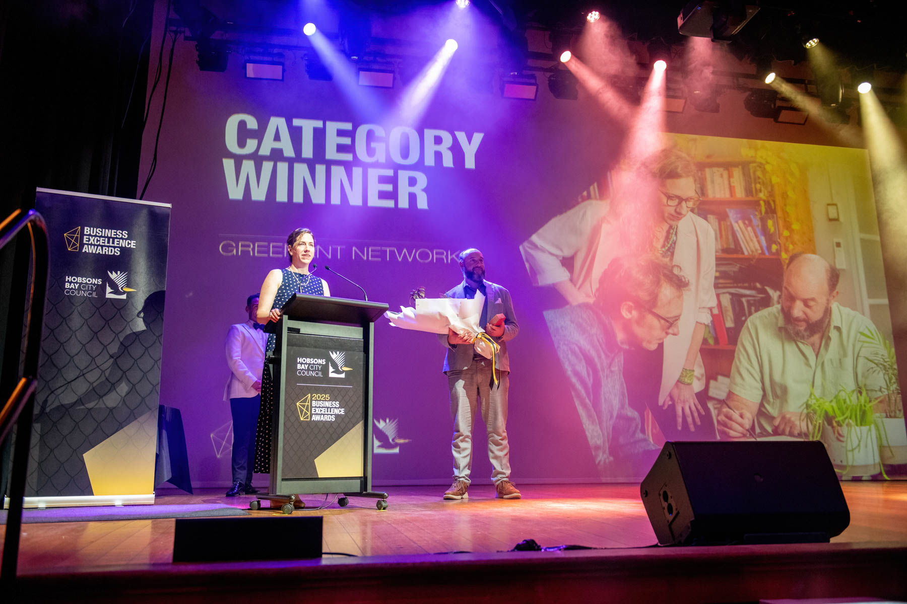 CEO Lauren Ferris accepts the award on behalf of the GreenAnt team at the 2025 Business Awards Gala